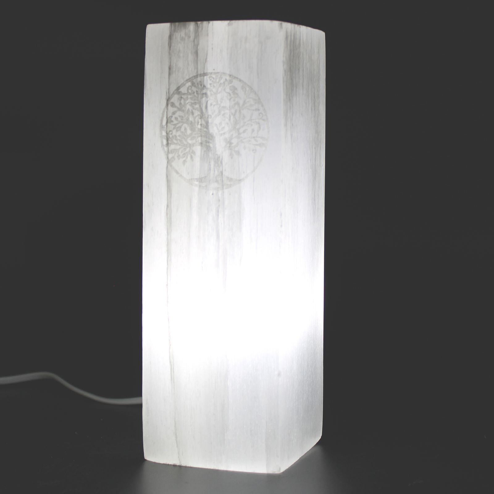 Selenite Block Lamp 25cm - Tree of Life – detail view