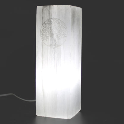 Selenite Block Lamp 25cm - Tree of Life – detail view
