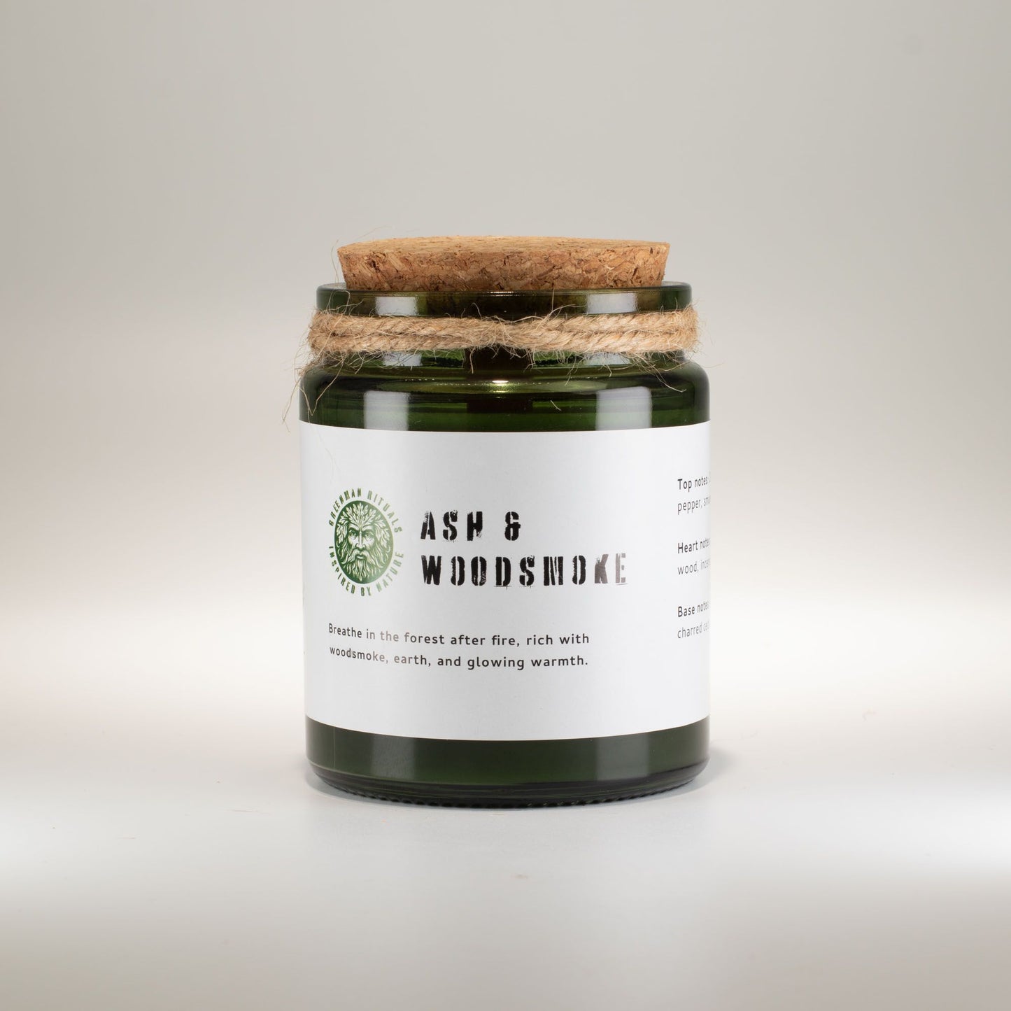 Greenman Woodwick Soy Candle - Ash & Woodsmoke – lifestyle shot