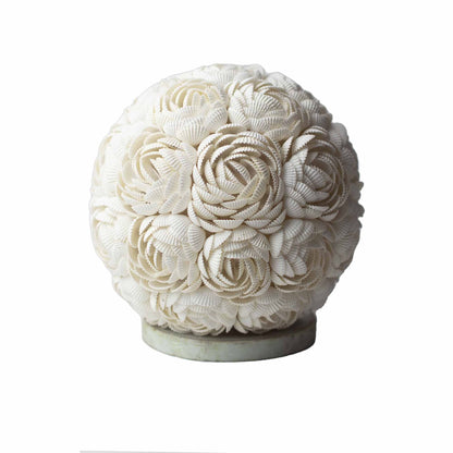 Coastal Rose Bloom Shell Lamp –  Handcrafted Glow (15cm)