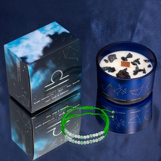 Libra Zodiac Crystal Candle Set