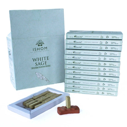 Pack of 15 Natural Incense Smudge Bricks and Burner - White Sage | Auro & Co