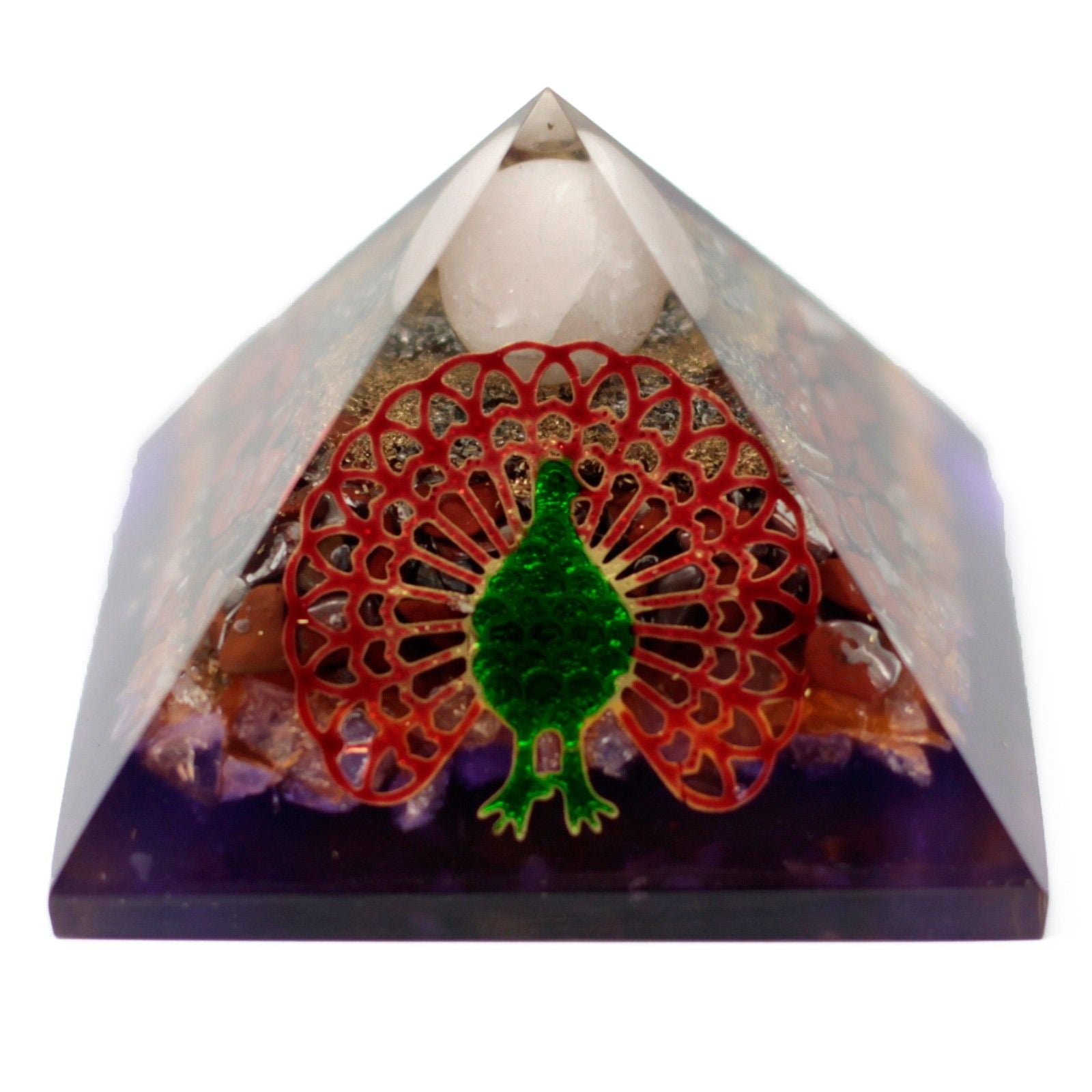 Lrg Organite Pyramid 80mm - Peacock | Auro & Co
