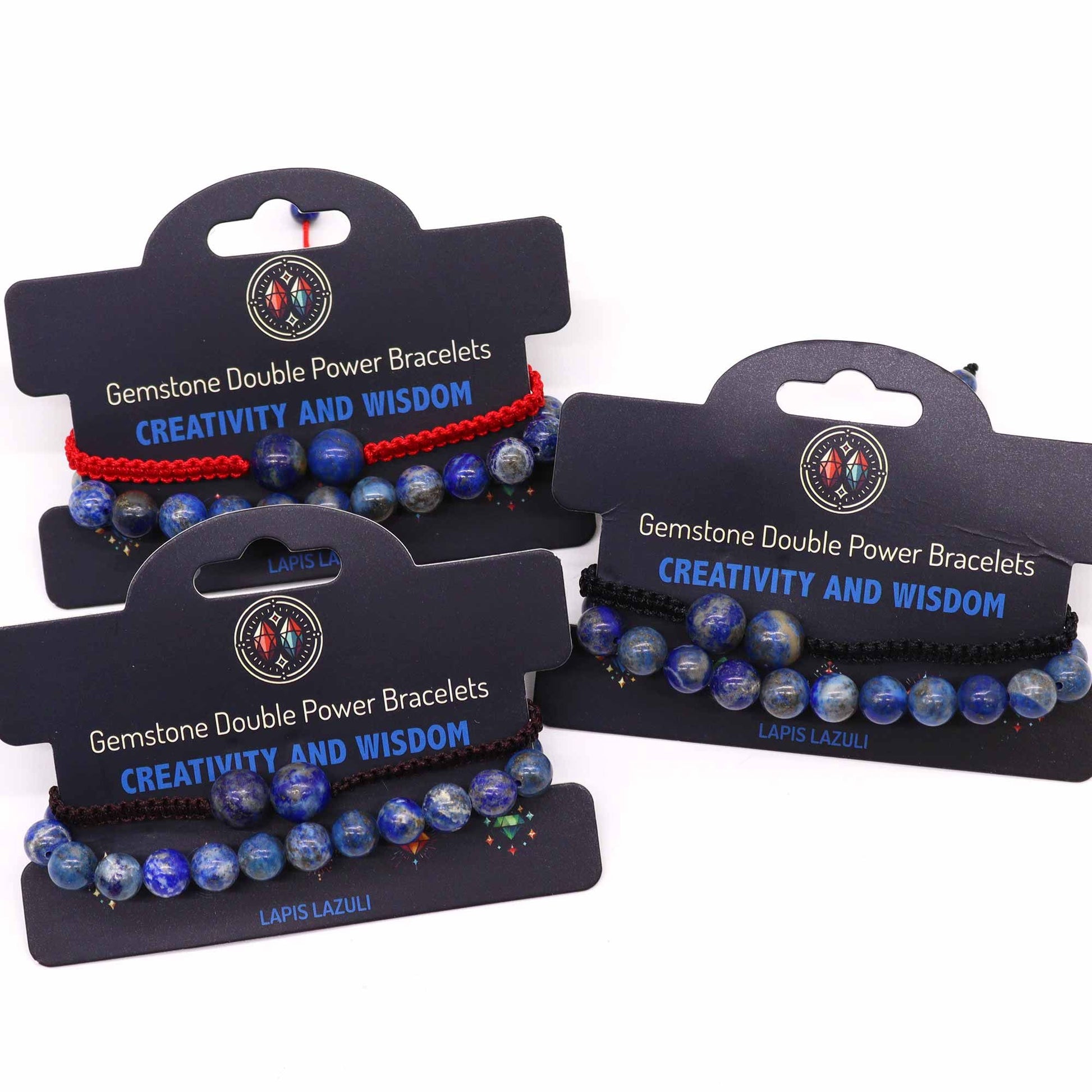 Gemstone Double Power Bracelets- Lapis Lazuli – detail view