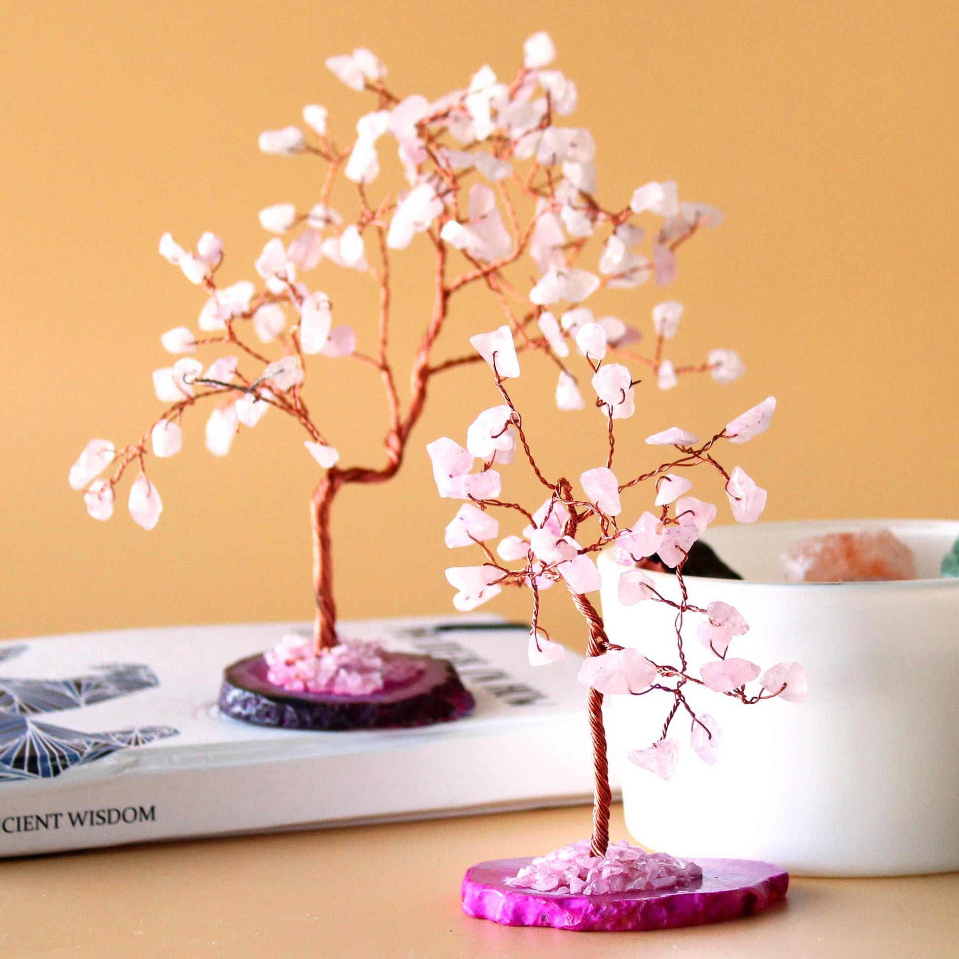 Gemstone Tree - Rose Quartz on Pink Agate Base (35 stones) – lifestyle shot