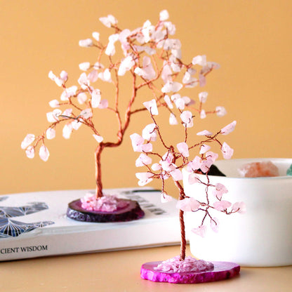 Gemstone Tree - Rose Quartz on Pink Agate Base (35 stones) – lifestyle shot