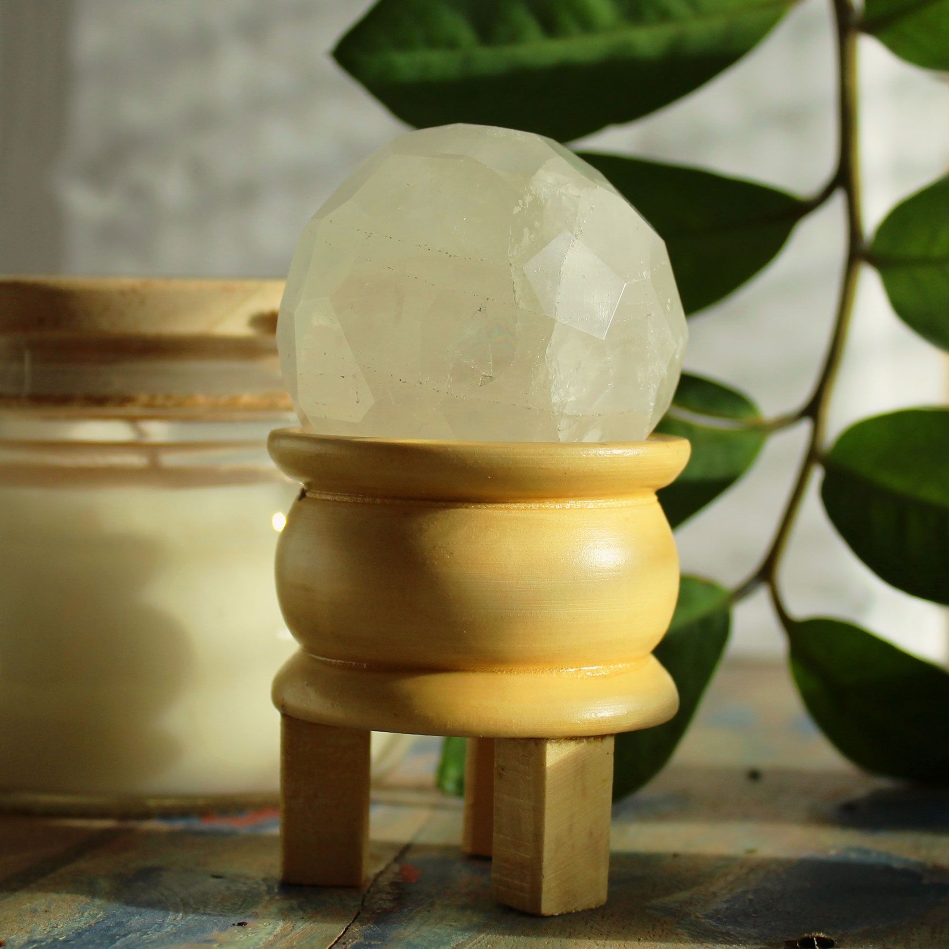 Gemstone Faceted Healing Ball & Stand - Rock Quartz – packaging