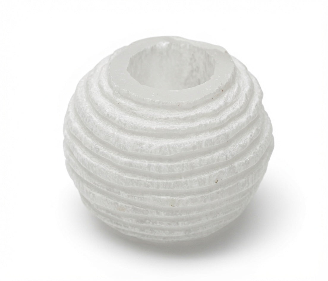 Selenite Snowball Candle Holder - 8 cm | Auro & Co