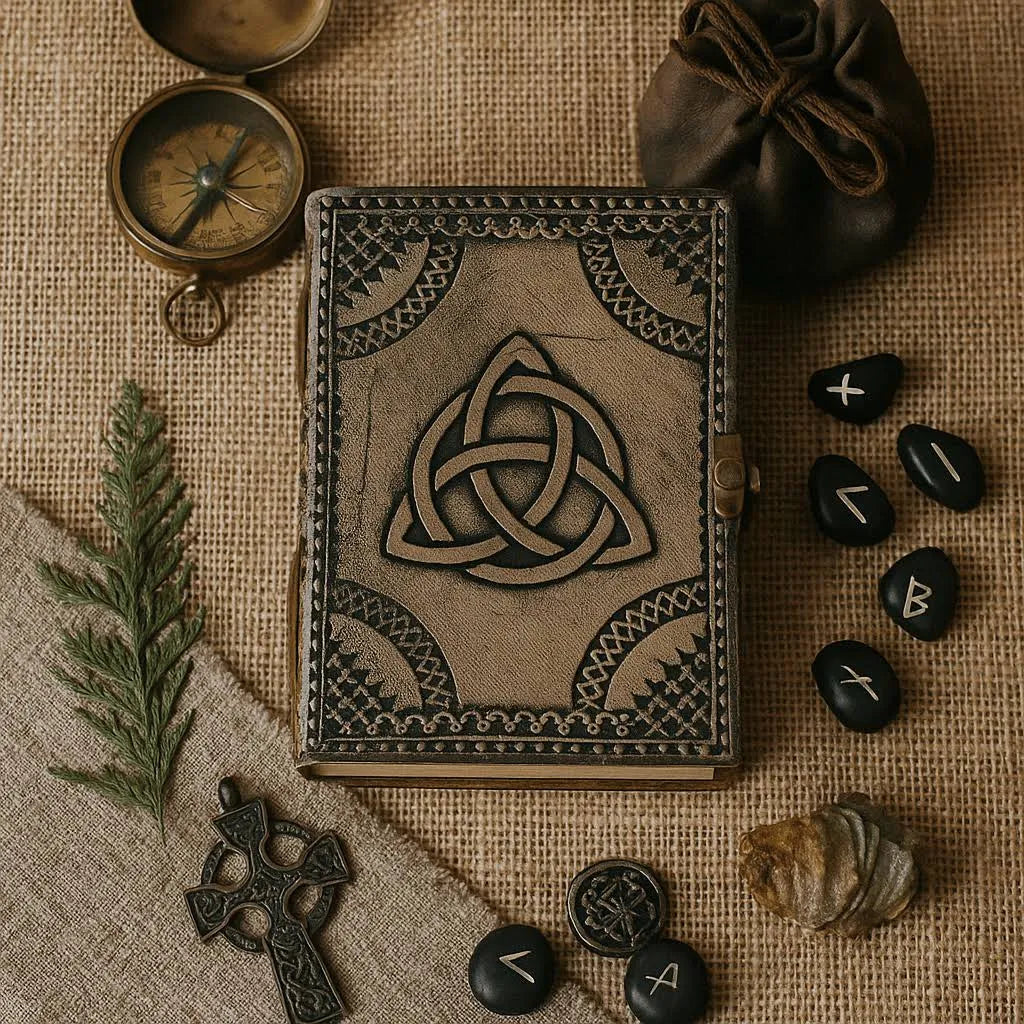Circle Triquetra Esoteric Notebook – Antique Grey – packaging